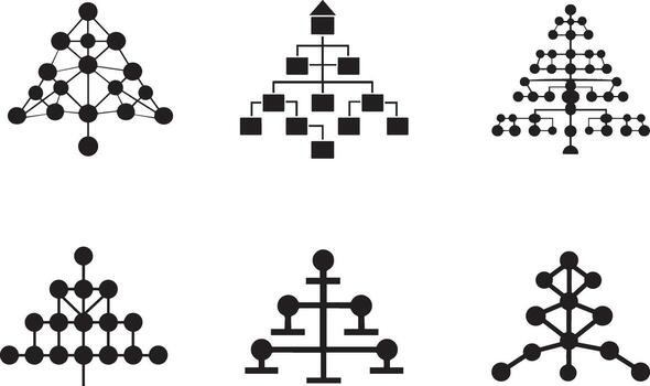 A set of four trees with different shapes vector