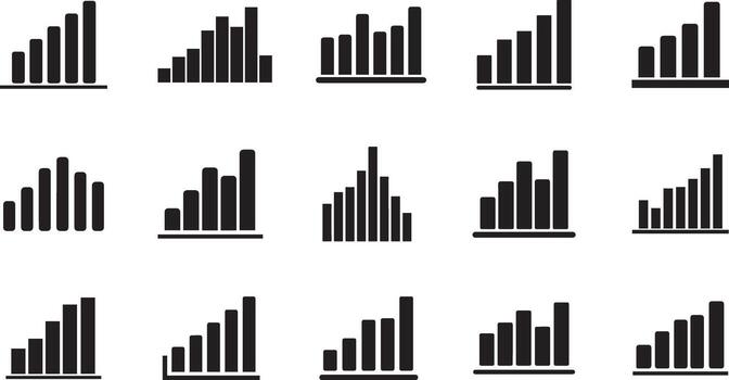 A set of bar graphs on a white background vector
