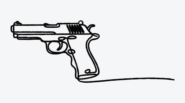 elegante pistola continuo línea dibujo en blanco antecedentes obra de arte diseño vector