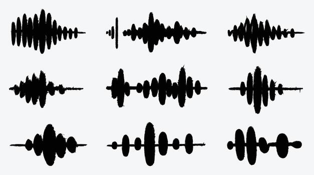 Abstract black sound wave graphics on white background design element vector