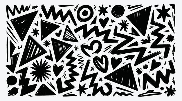 mano dibujado negro y blanco formas sin costura modelo diseño elemento vector