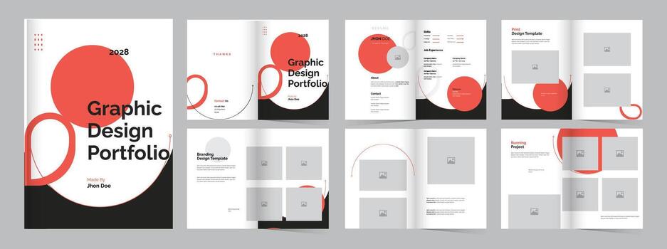 graphic design portfolio or multipurpose portfolio template, unique and clean layout vector