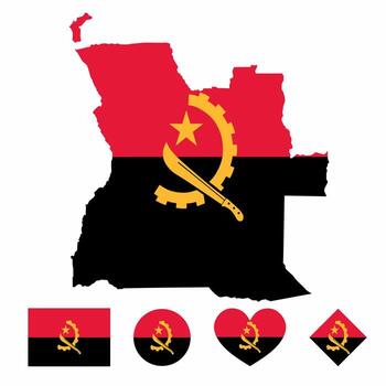 Map and flag graphics of Angola vector