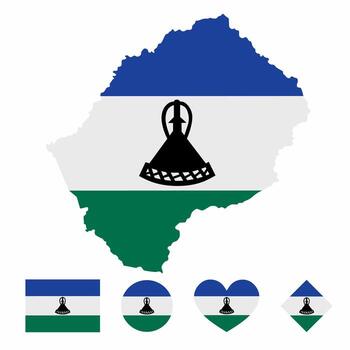 Flag and map of Lesotho vector