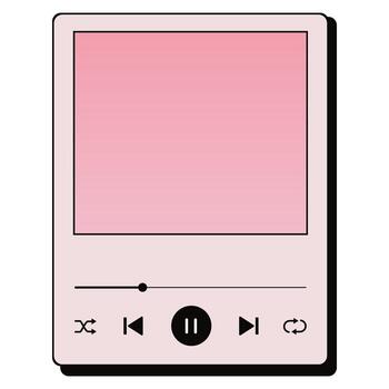 Retro music player interface with pink screen and playback controls vector