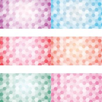 Colorful Hexagon Mosaic Backgrounds Set Gradient Abstract Geometric Pattern in Pastel Tones vector