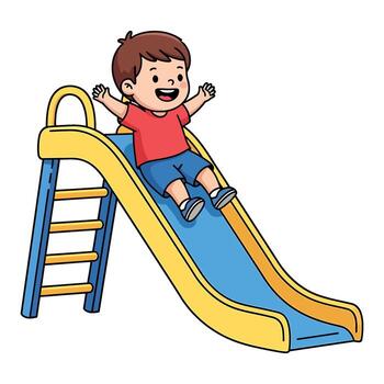 Child on a colorful slide vector