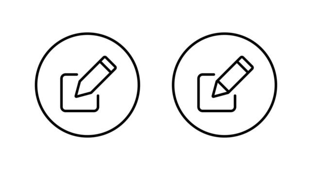 Edit pencil icon in circular outline. Write and compose symbol. Create and modify content sign vector