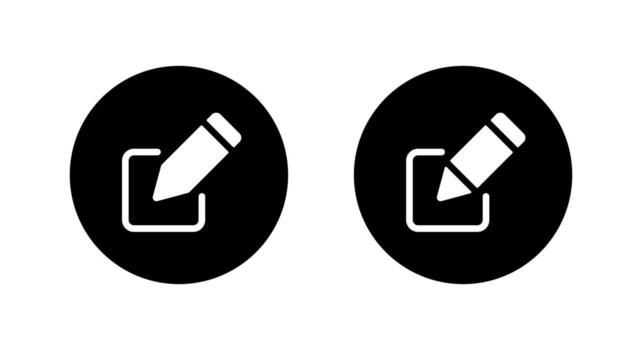 Edit pencil icon. Write and compose symbol in black circle vector