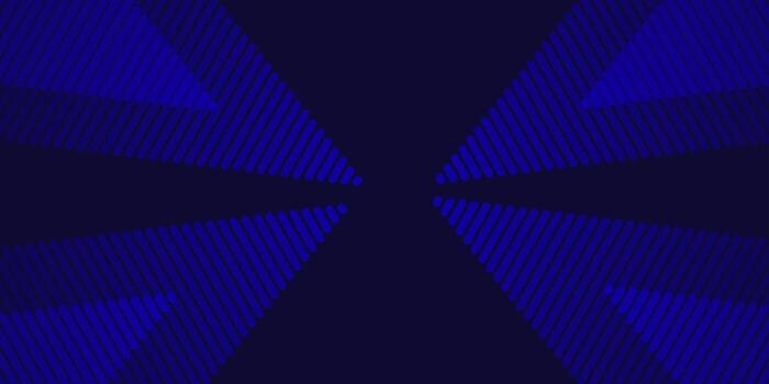 Symmetrical Dark Blue Geometric Pattern with Angled Lines and Dots. vector