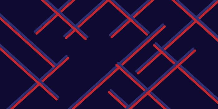 Abstract Red and Blue Lines Pattern on Dark Blue Background. vector