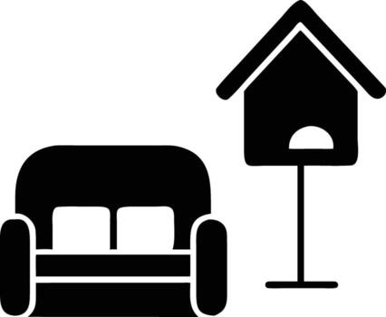 art of sofa and birdhouse icon vector