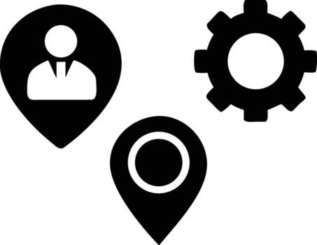 art of location pin icon with user and gear on vector