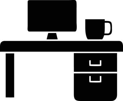 art of desk with computer and coffee mug vector