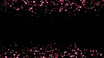 slinga rosa röd hjärta partiklar strömma på abstrakt gräns bakgrund video