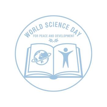 Open book with globe and person symbol science education vector