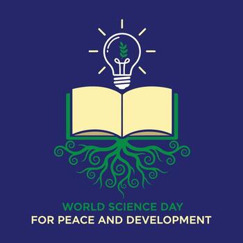 Lightbulb above open book with roots knowledge science vector