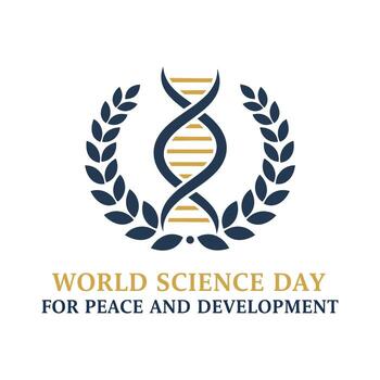 D N A helix laurel wreath text science biology vector