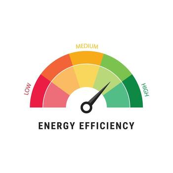 Energy efficiency level meter transparent background design vector