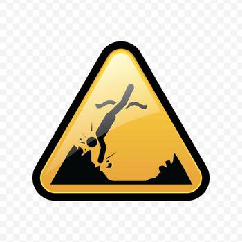 Cliff edge warning sign of a person falling from a height vector