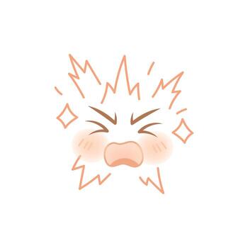 Exploding angry anime face with expressive cartoon emotion lines vector