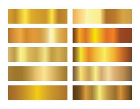 Set of golden gradient texture bars collection vector