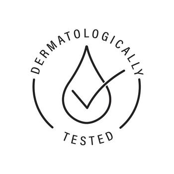 Dermatologically tested label with check mark symbol vector