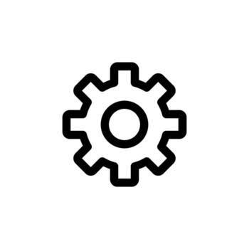 Stylish Settings Cog Line Icon for Device and Setup Design vector