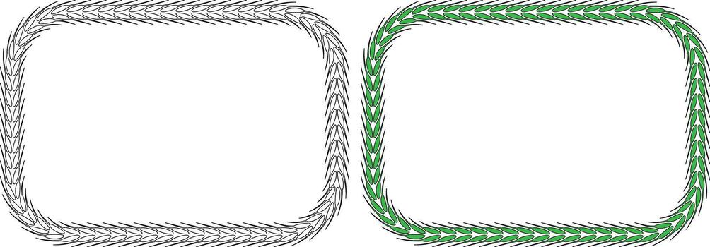 rectangle wheat ear frame set vector