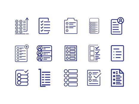 Collection of check mark icons isolated on white background for various uses. Simple flat icon representing a list of user profiles, customer accounts. vector