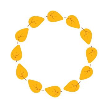 Simple abstract autumn leaves circle frame isolated on white background. Autumn leaves wreath. Fall foliage round border vector