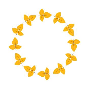 Simple autumn leaves circle frame isolated on white background. Fall leaves on twig. Autumn wreath. Round border. Perfect for Thanksgiving card, invitation and so on vector