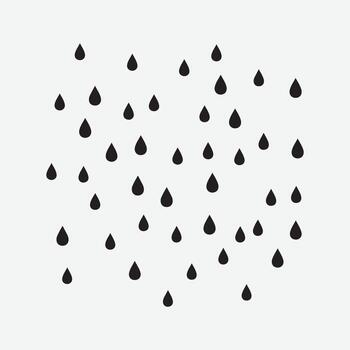 dispersado lluvia gotas gráfico diseño elemento, numeroso negro lágrima formas indicando un lloviendo clima modelo vector