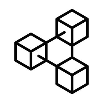 Blockchain network cubes connected digitally Isometric icon. Editable stroke. vector