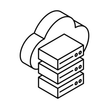 nube servidor apilar en datos almacenamiento concepto isométrica icono. editable ataque. vector