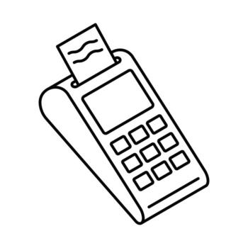 POS terminal with receipt paper output Isometric icon. Editable stroke. vector