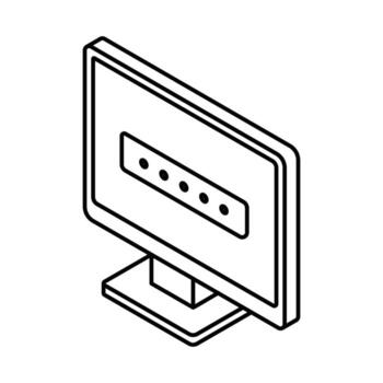 monitor con contraseña iniciar sesión entrada pantalla isométrica icono. editable ataque. vector