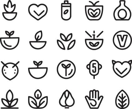 Collection of minimalist line icons representing natural elements and simple forms vector