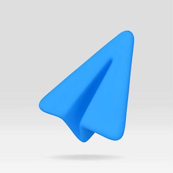 azul papel avión icono en ligero gris antecedentes. 3d valores ilustración para mensaje notificación o enviar concepto. moderno gráfico diseño para aplicación vector