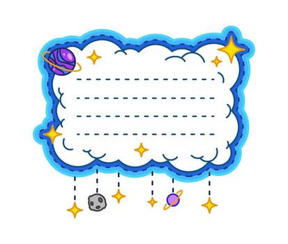 Sky and space frame, kids memo note template vector