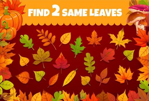 Colorful leaves autumn puzzle game vector
