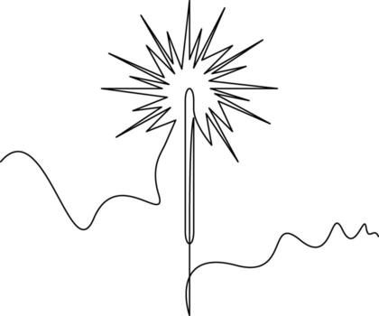 uno línea Arte Fuegos artificiales palos ilustración. línea arte, uno continuo línea, simple, mano dibujado y bosquejo estilo. para iconos, símbolos, señales o logotipos vector