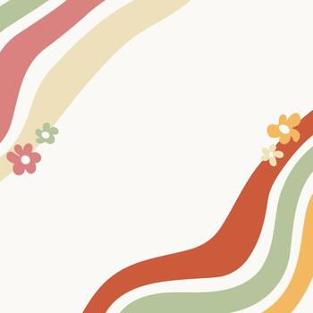 Flat illustration with abstract wavy lines in retro groovy style. vector