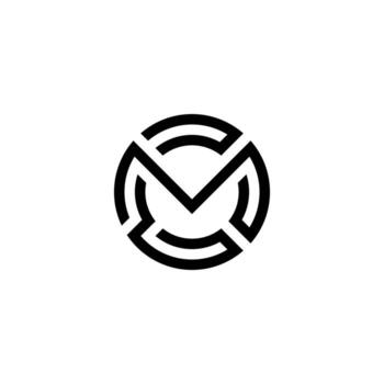 This sleek logomark combines C and M with dynamic, segmented lines within a perfect circle. Its professional style suggests technological security and comprehensive structure. vector