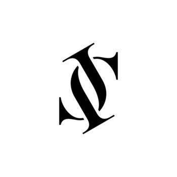 A luxurious, professional monogram of SJ or JS using elegant, tilted serif typefaces. This modern design conveys refined style, personalized service, and futuristic sophistication. vector