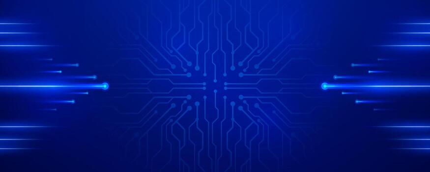 futurista circuito tablero con azul ligero rayas para rápido datos fluir vector