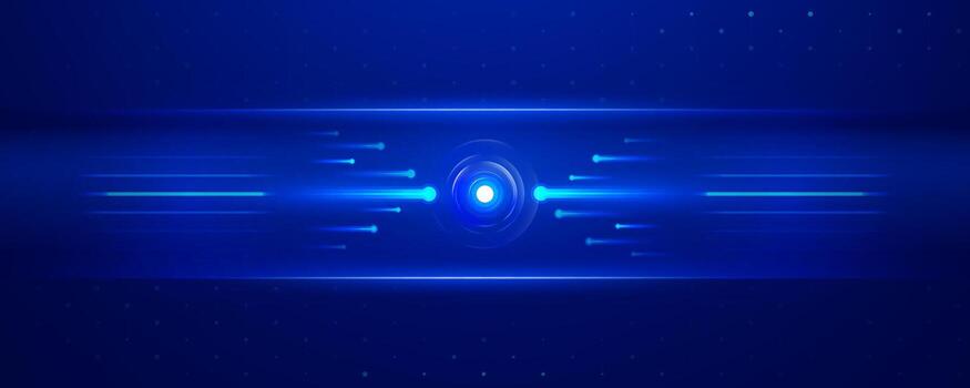 Futuristic glowing core with light streams for high speed data transfer vector