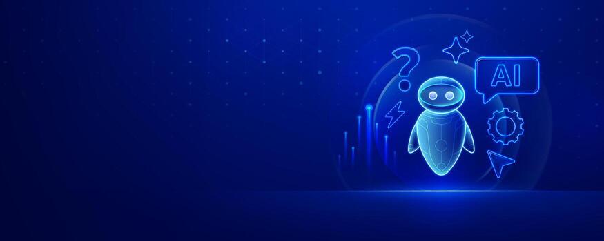 AI robot illustration on blue background vector