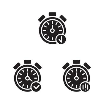 Work Schedule Timer Solid Icons Set vector