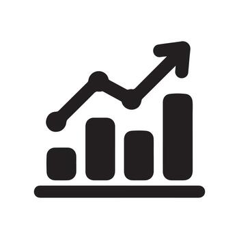 crecimiento gráfico sólido icono para actuación métrica vector